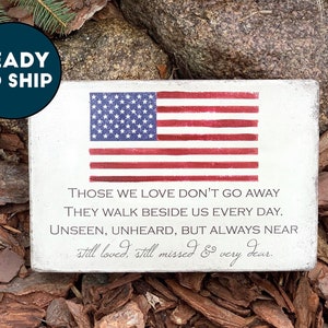 6x9 Flag Remembrance Stone for Indoor or Outdoor. Patriotic Garden Decor or Sympathy Gift. Gift for Veteran. Ready to Ship. Free US Shipping image 1