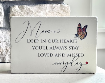 Memorial Stone for Mom | Hand-Painted Concrete Remembrance Stone
