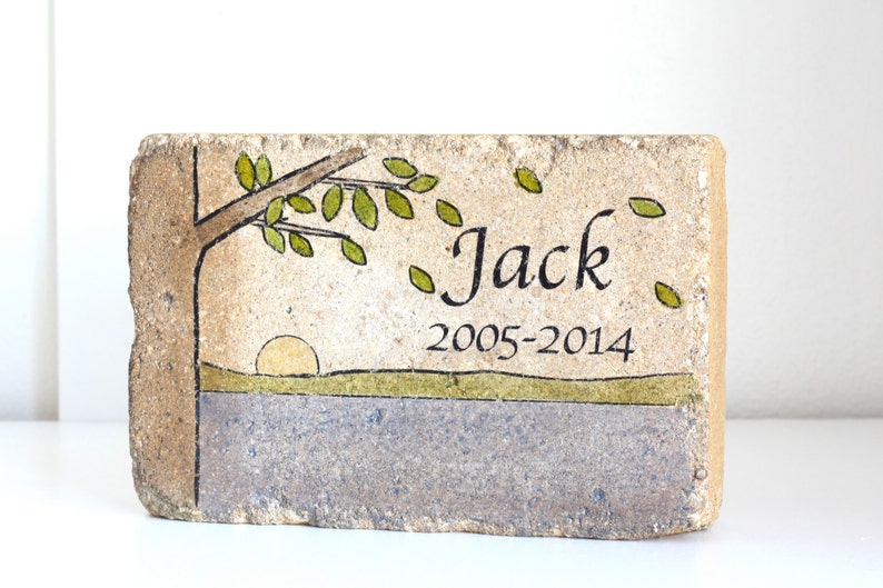 Memorial Stone. PERSONALIZED Memorial Gift. 6x9 Tumbled Concrete Paver. Remembrance Stone. In Loving Memory. Indoor/ Outdoor Memorial image 1