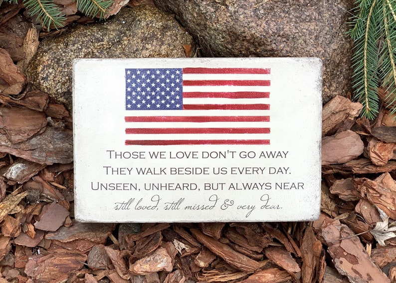 6x9 Flag Remembrance Stone for Indoor or Outdoor. Patriotic Garden Decor or Sympathy Gift. Gift for Veteran. Ready to Ship. Free US Shipping image 5