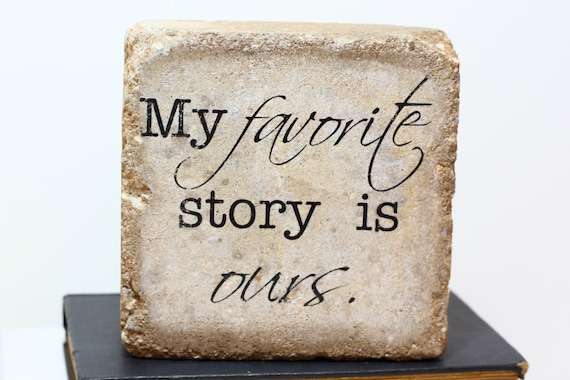 Rustic Bookend. Tumbled Stone (Concrete). Love Bookend, Garden Decor. Wedding. Anniversary