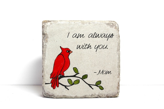 6x6 Remembrance Stone for Indoors or Outdoors. Personalized Concrete Garden Decor with Hand Painted Cardinal. Perfect for a Memorial Garden