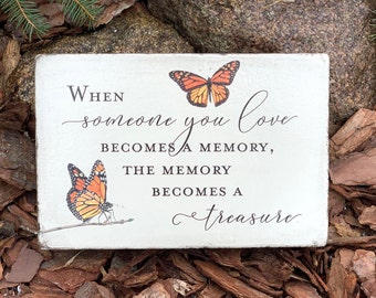 6x9 Remembrance Stone for Indoor or Outdoor. Butterfly Garden Decor or Sympathy Gift. Gift for Gardener. Ready to Ship. Free US Shipping