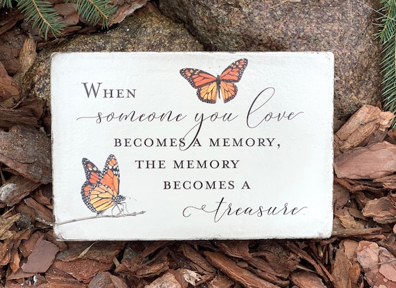 6x9 Remembrance Stone for Indoor or Outdoor. Butterfly Garden Decor or Sympathy Gift. Gift for Gardener. Ready to Ship. Free US Shipping