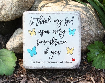 Memorial Stone. PERSONALIZED Sympathy Gift. 6x6 Tumbled Concrete. Beautiful Indoor Outdoor Bereavement Gift for Memorial Garden