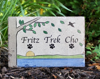 Personalized Pet Memorial Stone. 6x9 CUSTOM Burial Marker. Tumbled (Concrete) Paver Stone. Outdoor or Indoor Dog or Cat Memorial Stone