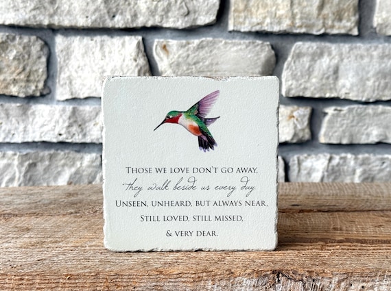 Hummingbird Memorial Stone, Handcrafted Concrete Sympathy Gift. 6x6