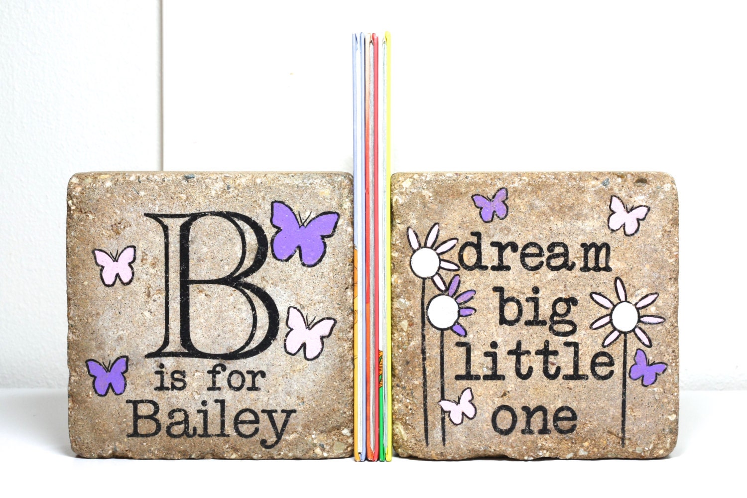 PERSONALIZED Bookends/ Alphabet Letter with Name/ Dream Big Etsy