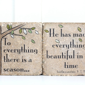 Bookends/ &quot;To Everything There Is A Season&quot;/ Ecclesiastes 3:1,11 Scripture Bookends/ Rustic Decor. Stone Book End. Book Ends/ Outdoor Decor