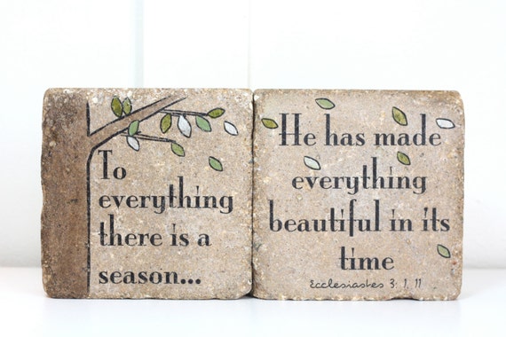Bookends/ "To Everything There Is A Season"/ Ecclesiastes 3:1,11 Scripture Bookends/ Rustic Decor. Stone Book End. Book Ends/ Outdoor Decor