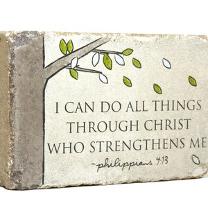 Rustic Scripture Decor. Indoor or Outdoor. 6x9 Tumbled Concrete Paver. PHIL 4 13 I can do all things through Christ who strengthens me. image 2