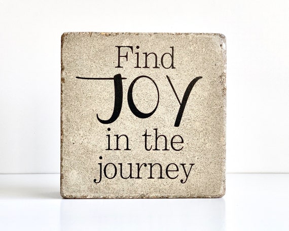 Rustic Garden Decor or Bookend. Find JOY in the journey. 6x6 Tumbled (concrete) stone paver.  Bookend. Garden decor.