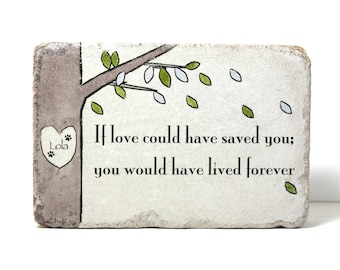 Pet Memorial Stone. 6x9 PERSONALIZED Burial Marker. Tumbled (Concrete) Paver Stone. Outdoor or Indoor Dog or Cat Memorial Stone. Pet Marker