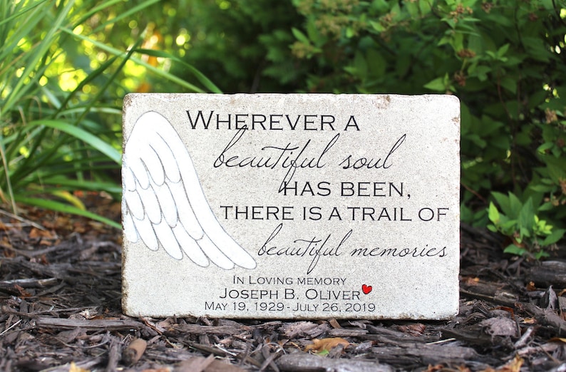 Memorial Stone. PERSONALIZED Memorial Gift. 6x9 Tumbled Concrete Paver. Remembrance Stone. Indoor/ Outdoor. Custom Sympathy Gift image 1