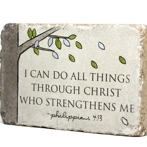 Rustic Scripture Decor. Indoor or Outdoor. 6x9 Tumbled Concrete Paver. PHIL 4 13 I can do all things through Christ who strengthens me. image 3