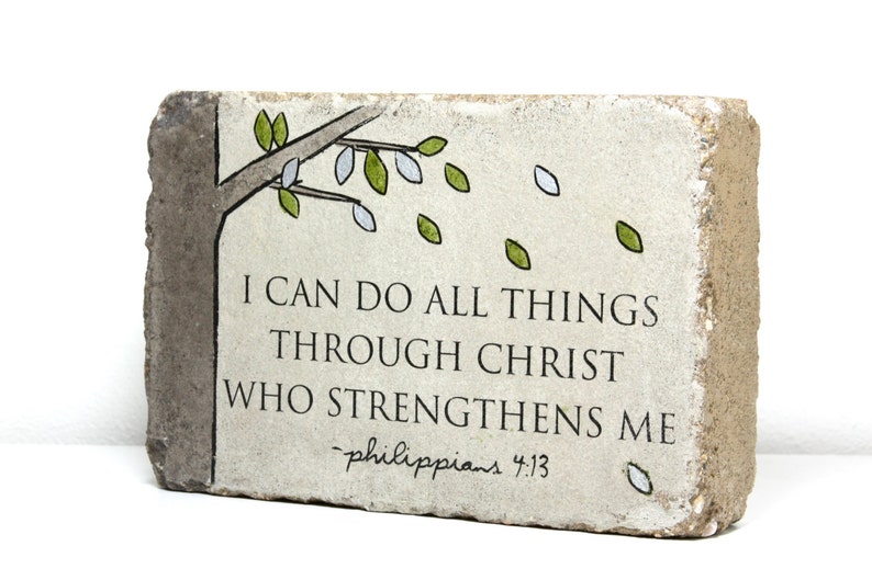 Rustic Scripture Decor. Indoor or Outdoor. 6x9 Tumbled Concrete Paver. PHIL 4 13 I can do all things through Christ who strengthens me. image 3