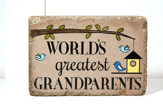 Custom Garden Stone. 6x9 Personalized World's Greatest Grandparents. Rustic tumbled concrete paver. Garden Sign. Personalized Name Stone