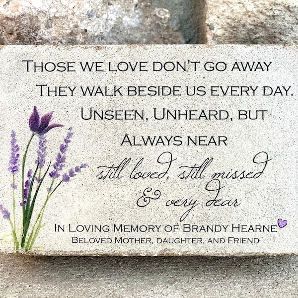 Personalized Memorial Stone. 6x9 or 9x12 Tumbled Concrete Paver. Remembrance Stone for Memorial Garden. Outdoor Indoor Use. Free US Shipping