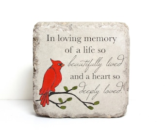 Remembrance Stone. 6x6, 6x9, 8x13, Concrete Garden Decor or Bookend/ Sympathy Gift/ Heavy Indoor or Outdoor/ Cardinal Decor/ Memorial Stone