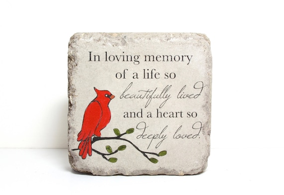 Remembrance Stone. 6x6, 6x9, 8x13, Concrete Garden Decor or Bookend/ Sympathy Gift/ Heavy Indoor or Outdoor/ Cardinal Decor/ Memorial Stone
