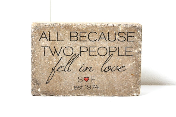 Garden Decor. Rustic Tumbled Stone (Concrete). 6x9 Bookend, All because two people fell in love.  Outdoor Decor