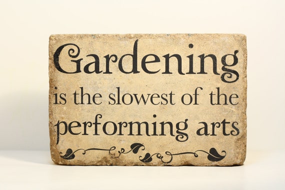 Rustic Garden Decor. 6x9 Tumbled (concrete) Stone Paver. Garden Decor. Gardening Quote. Rustic Bookend. Outdoor Sign. Garden Stone
