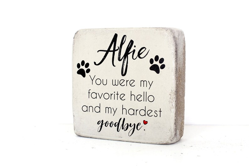 Pet Memorial Stone. 6x6 PERSONALIZED Burial Marker. Tumbled Concrete Paver Stone. Outdoor or Indoor Dog or Cat Memorial Stone. Pet Marker image 3