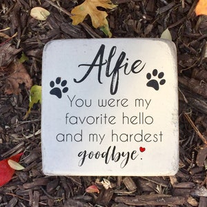 Pet Memorial Stone. 6x6 PERSONALIZED Burial Marker. Tumbled Concrete Paver Stone. Outdoor or Indoor Dog or Cat Memorial Stone. Pet Marker image 2