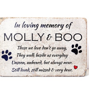 Pet Memorial Stone. 6x9 CUSTOM Burial Marker. Tumbled (Concrete) Paver Stone. Outdoor or Indoor Dog or Cat Memorial Marker for Multiple Pets