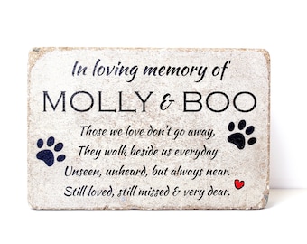 Pet Memorial Stone. 6x9 CUSTOM Burial Marker. Tumbled (Concrete) Paver Stone. Outdoor or Indoor Dog or Cat Memorial Marker for Multiple Pets