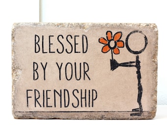 Rustic Friendship Stone, Decorative Concrete Paver, Garden Decor