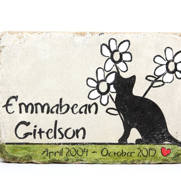 PERSONALIZED Cat Memorial Stone. 6x9 Burial Marker. Tumbled (Concrete) Paver Stone. Indoor/ Outdoor Cat Memorial. Custom Cat Sympathy Gift.