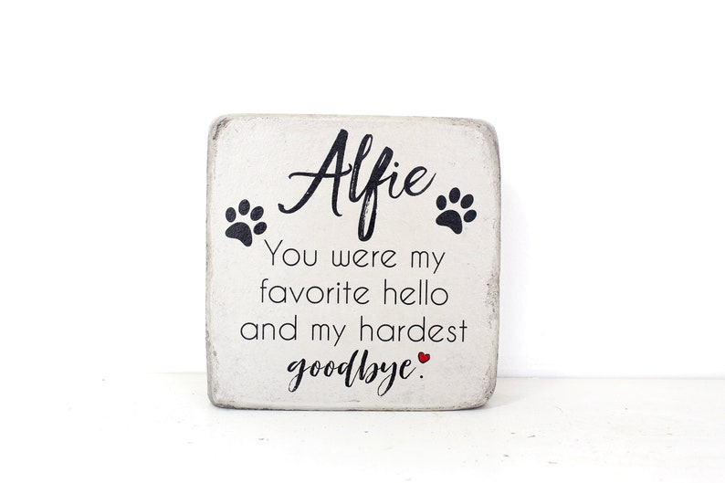 Pet Memorial Stone. 6x6 PERSONALIZED Burial Marker. Tumbled Concrete Paver Stone. Outdoor or Indoor Dog or Cat Memorial Stone. Pet Marker image 1