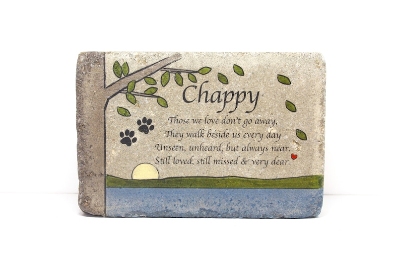 Pet Memorial Stone. 6x9 CUSTOM Burial Marker. Tumbled Concrete Paver Stone. Outdoor or Indoor Dog or Cat Memorial Stone. Pet Marker image 1