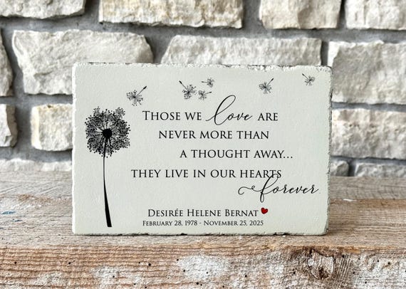 Memorial Stone. Indoor/Outdoor Use.  6x9 or 9x12 Tumbled (Concrete) Paver. Personalized Remembrance Stone for Home or Garden.