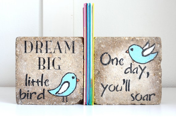 Childrens Bookends- dream big little one -Nursery Decor/ Kid Room Decor/ Woodland Nursery