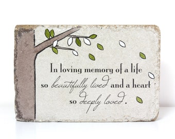 READY TO SHIP. Memorial Gift. 6x9 Tumbled Concrete. Indoor/ Outdoor Remembrance Stone. In loving memory gift. Sympathy Gift. Funeral Gift.