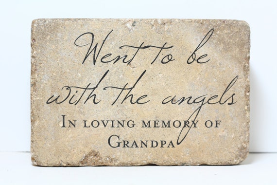 Memorial Stone. PERSONALIZED Sympathy Gift. 6x9 Tumbled (Concrete) Paver. Remembrance Stone. In loving memory. Went to be with the angels.