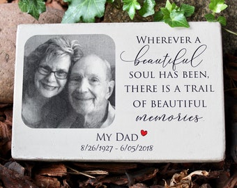 6x9 Memorial Stone with Picture. PERSONALIZED Memorial Gift. Heavy concrete memorial for indoors or out.  Remembrance gift. Free US Shipping