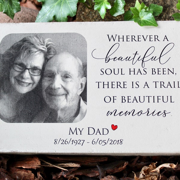 6x9 Memorial Stone with Picture. PERSONALIZED Memorial Gift. Heavy concrete memorial for indoors or out.  Remembrance gift. Free US Shipping