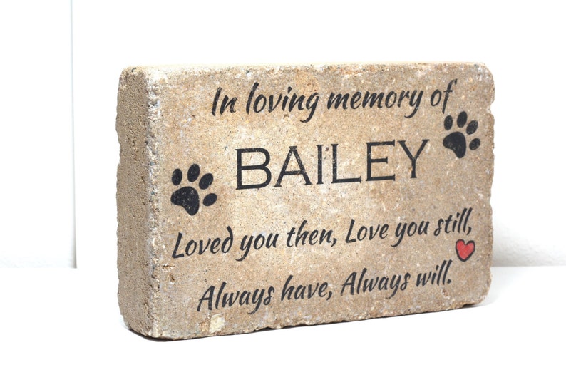 Pet Memorial Stone. 6x9 CUSTOM Burial Marker. Tumbled Concrete Paver Stone. Outdoor or Indoor Dog or Cat Memorial Stone. Pet Marker image 2