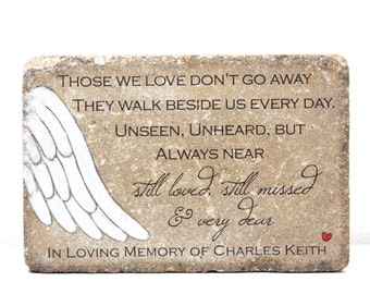 Memorial Stone. 6x9 PERSONALIZED Memorial Gift. Tumbled Concrete Paver. Remembrance Stone. Angel Wing Garden Memorial. Custom Sympathy Gift