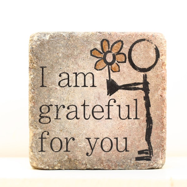 6x6 Garden Stone or Bookend. Rustic Tumbled Stone (concrete) Paver. Gratitude Gift. Friendship Gift.