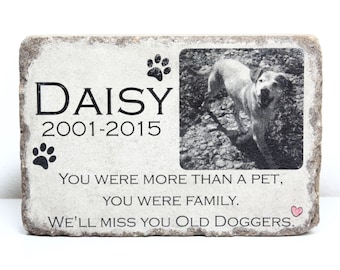 Pet Memorial Stone with Picture. PERSONALIZED Pet Memorial Gift. 6x9 Tumbled Concrete Paver. Remembrance Stone. Custom Animal Memorial.