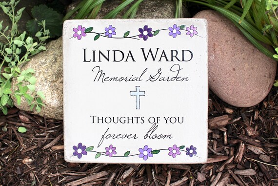 /"Thoughts of You/" Lavender Stone Heart Memorial Plaque Choose Design