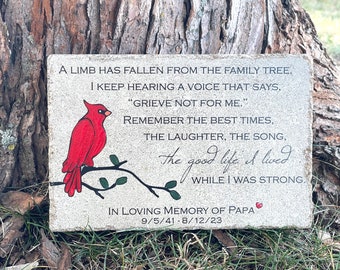 Personalized Cardinal Memorial Stone. 6x9 or 9x12 Concrete Paver. Remembrance Stone for Memorial Garden. Outdoor Indoor. Free US Shipping