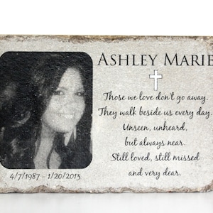 6x9 Memorial Stone with Picture. PERSONALIZED Memorial Gift. Heavy concrete memorial for indoors or out.  Remembrance gift. Free US Shipping
