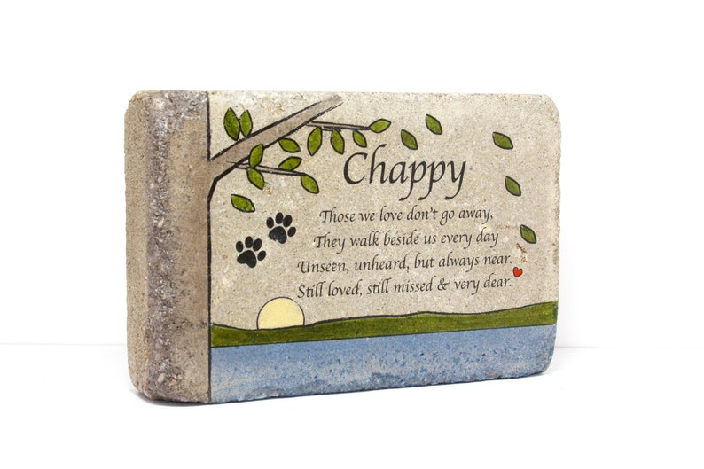 Pet Memorial Stone. 6x9 CUSTOM Burial Marker. Tumbled Concrete Paver Stone. Outdoor or Indoor Dog or Cat Memorial Stone. Pet Marker image 2