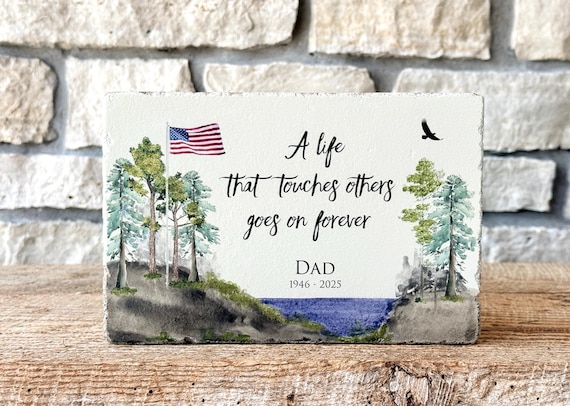 Patriotic Memorial Stone, Personalized Concrete Remembrance Garden Paver 6x9 or 9x12