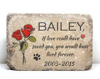 Pet Memorial Stone. 6x9 CUSTOM Burial Marker. Tumbled (Concrete) Paver Stone. Outdoor or Indoor Dog or Cat Memorial Stone. Pet Grave Marker